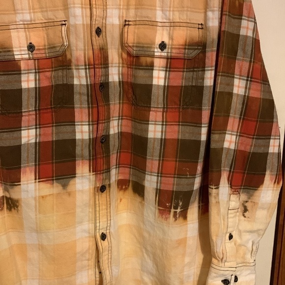 Faded glory flannel Upcycled bleach Ombre shirt size medium - Picture 4 of 5